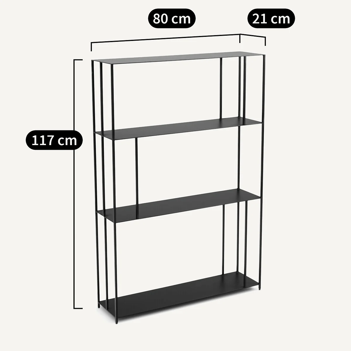 Parallel XS Slim Metal Bookcase, H117cm – image 5