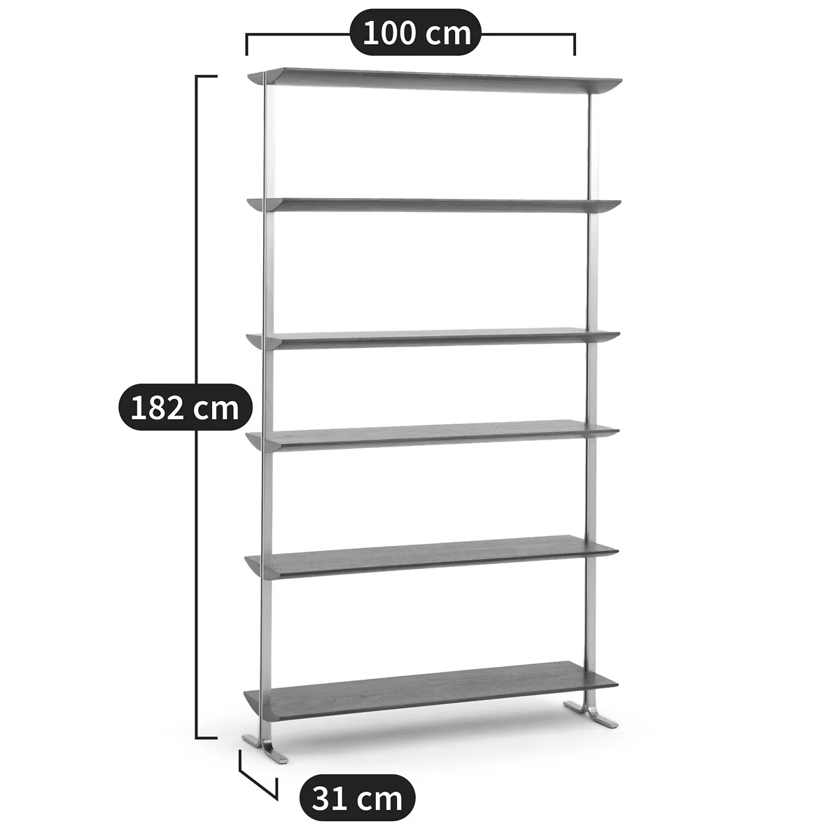 Livel L100cm Steel & Walnut Bookcase – image 11