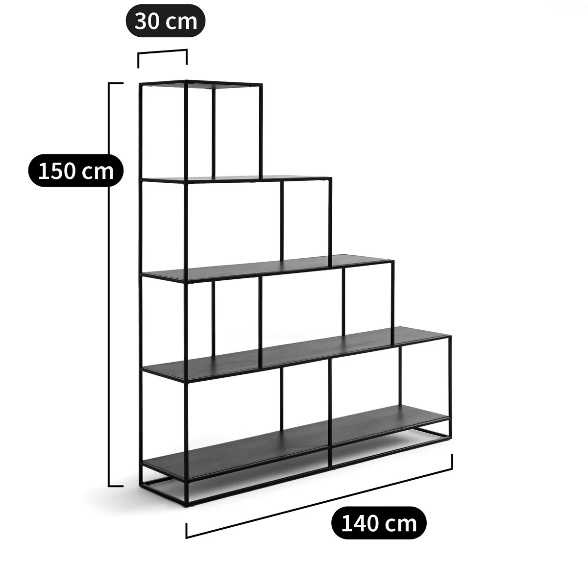 Watford Stepped Bookcase in Steel and Walnut Veneer – image 6