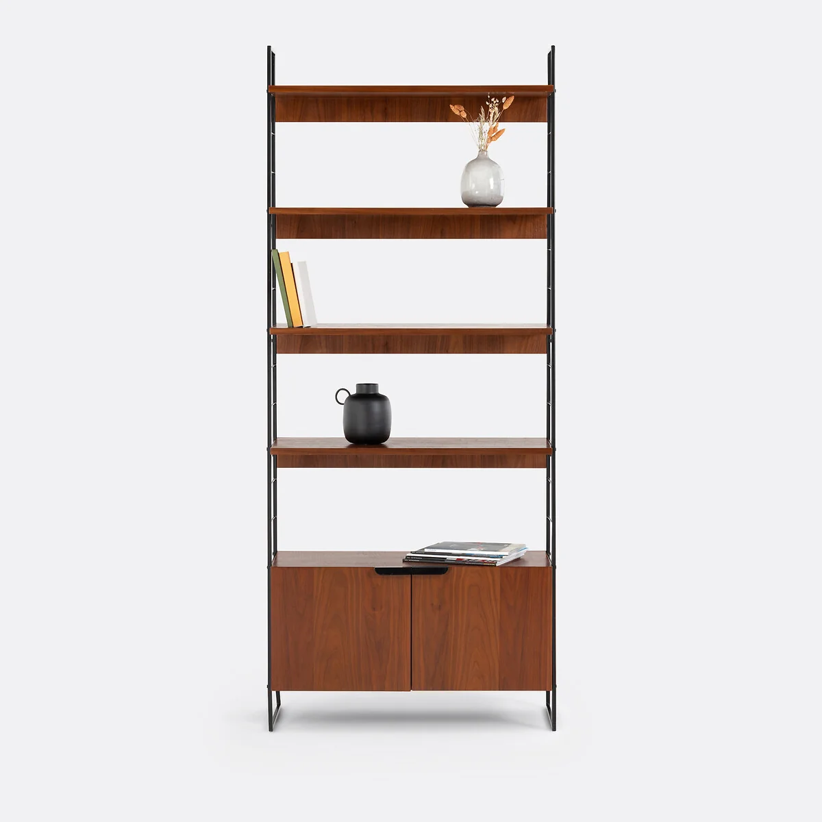 Watford Vintage Bookcase in Walnut Veneer and Steel, Height 190cm – image 3