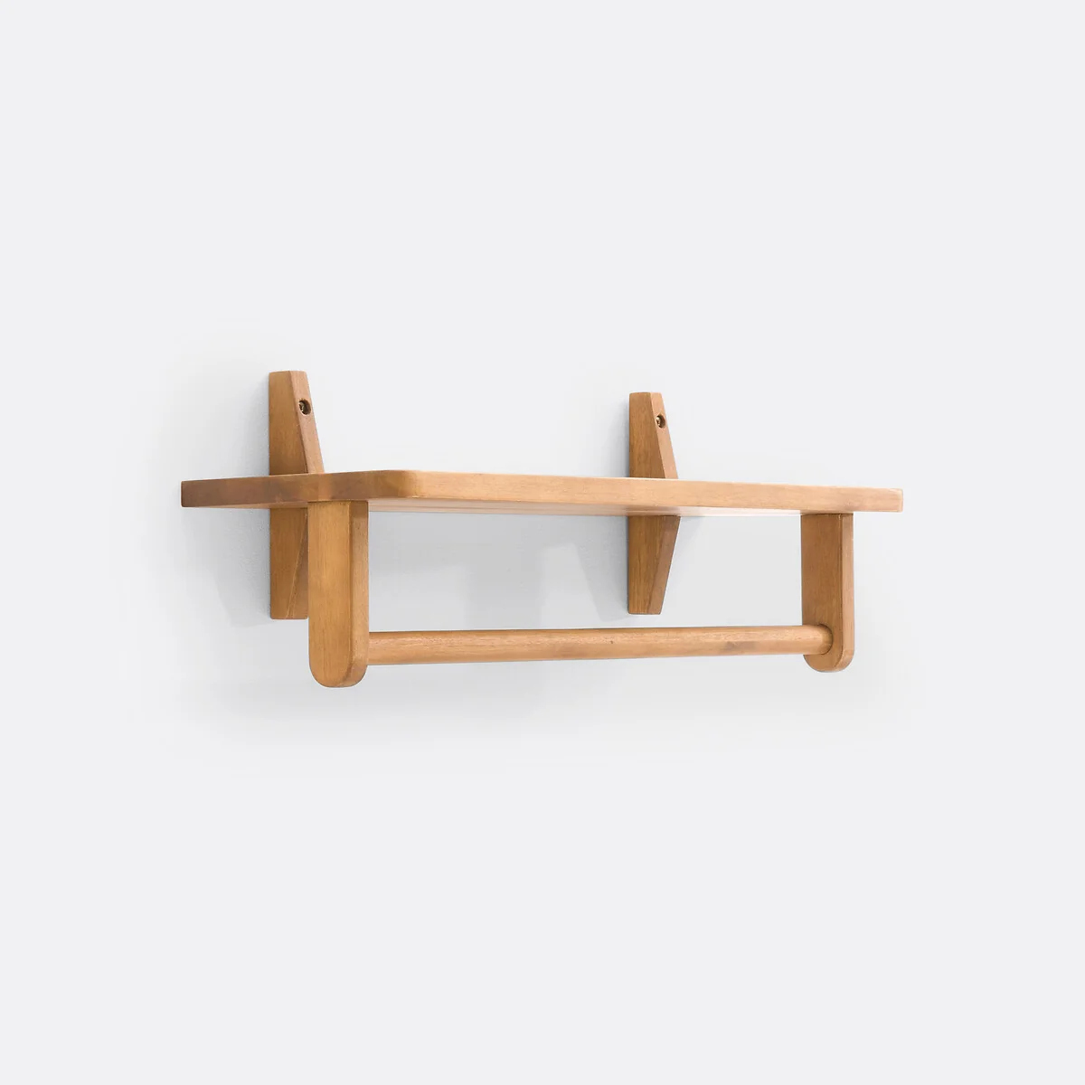 Tamodo Teak Finished Oiled Acacia Wall Shelf & Rail – image 2