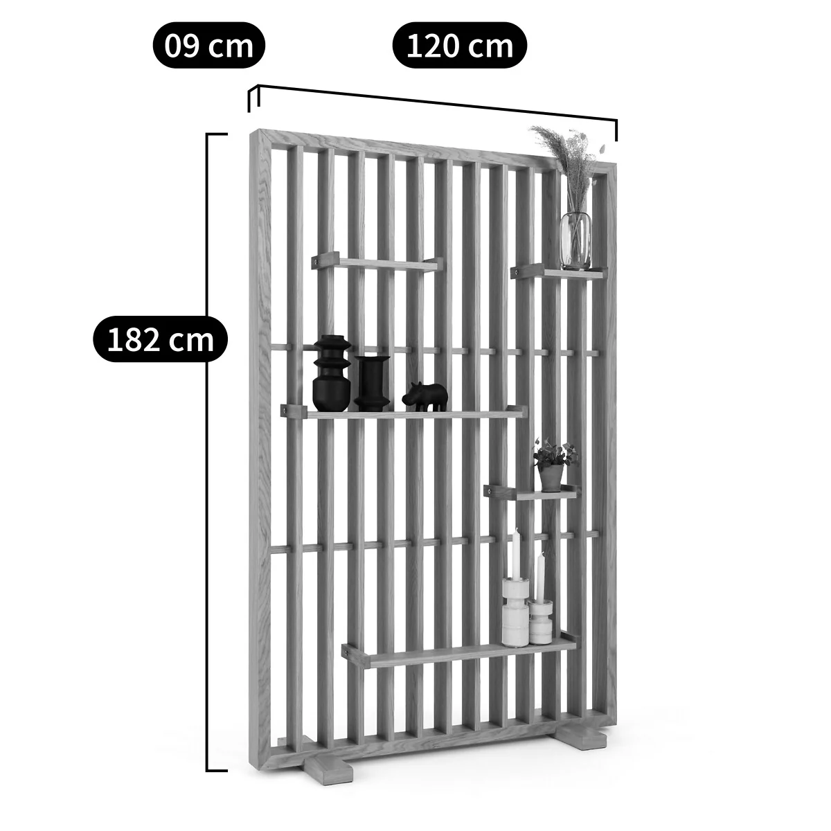 Mineva Partition Shelving in Oak Veneer L120cm – image 5
