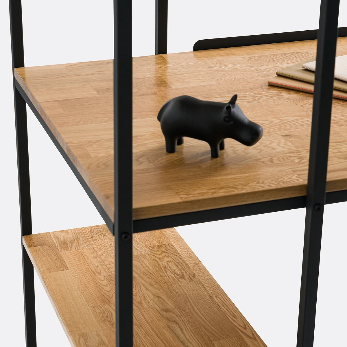 Hiba, Oak and Steel Metal Bookcase Desk – image 4