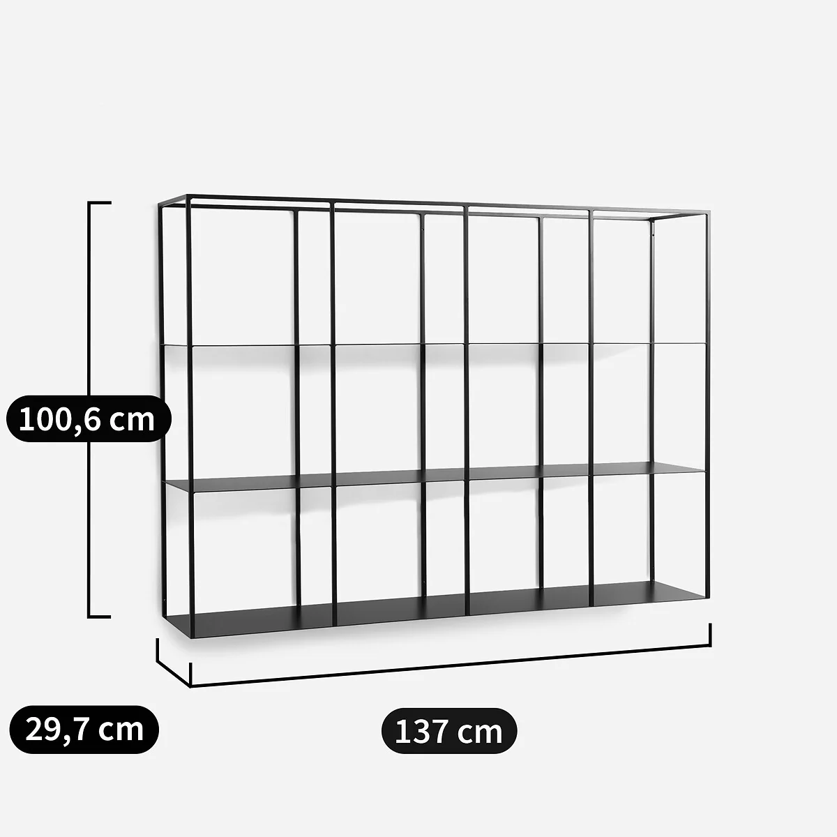 Parallel Steel Wall-Mounted Bookcase, Height 100.6cm – image 4