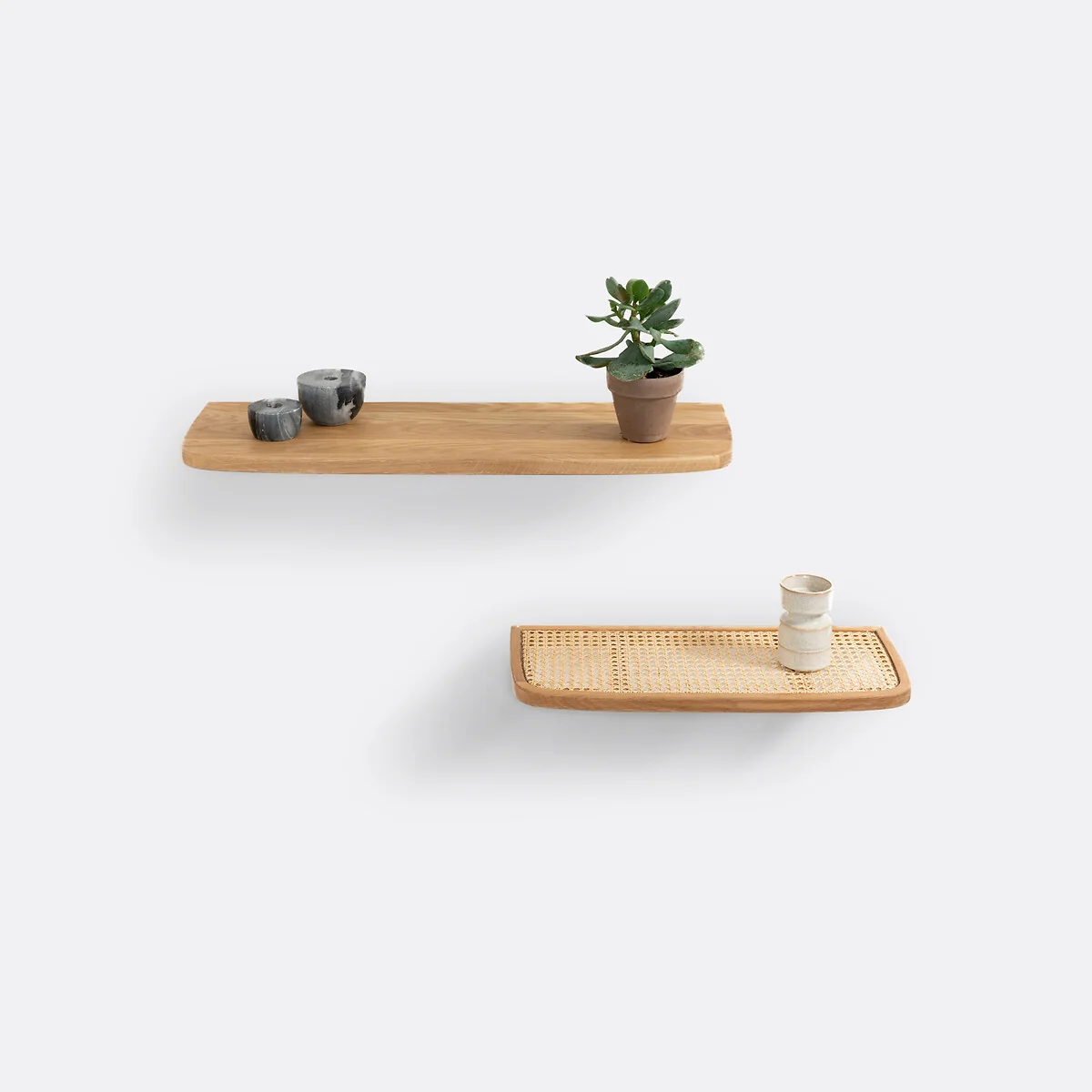 Buisseau Wall Shelves in Oak and Oak Veneer in Set of 2 – image 3