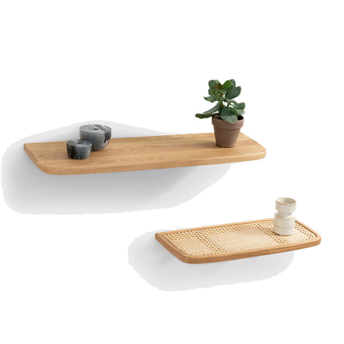 Buisseau Wall Shelves in Oak and Oak Veneer in Set of 2 – image 1