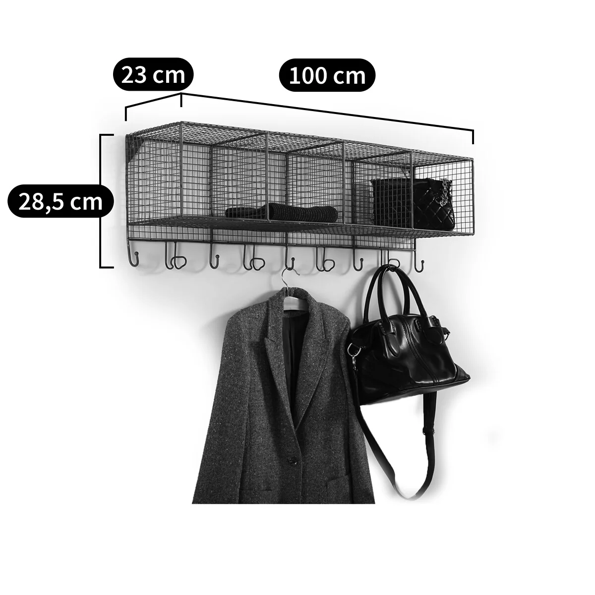Areglo 9-Hook Metal Wall Shelf Rack – image 3
