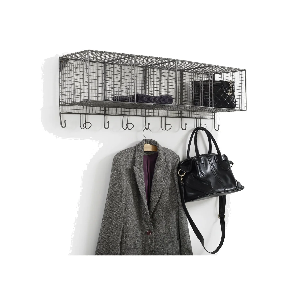 Areglo 9-Hook Metal Wall Shelf Rack – image 1