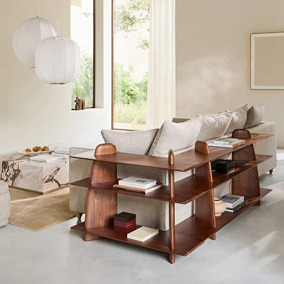 Iloss Solid Walnut Small Low Bookcase – image 2