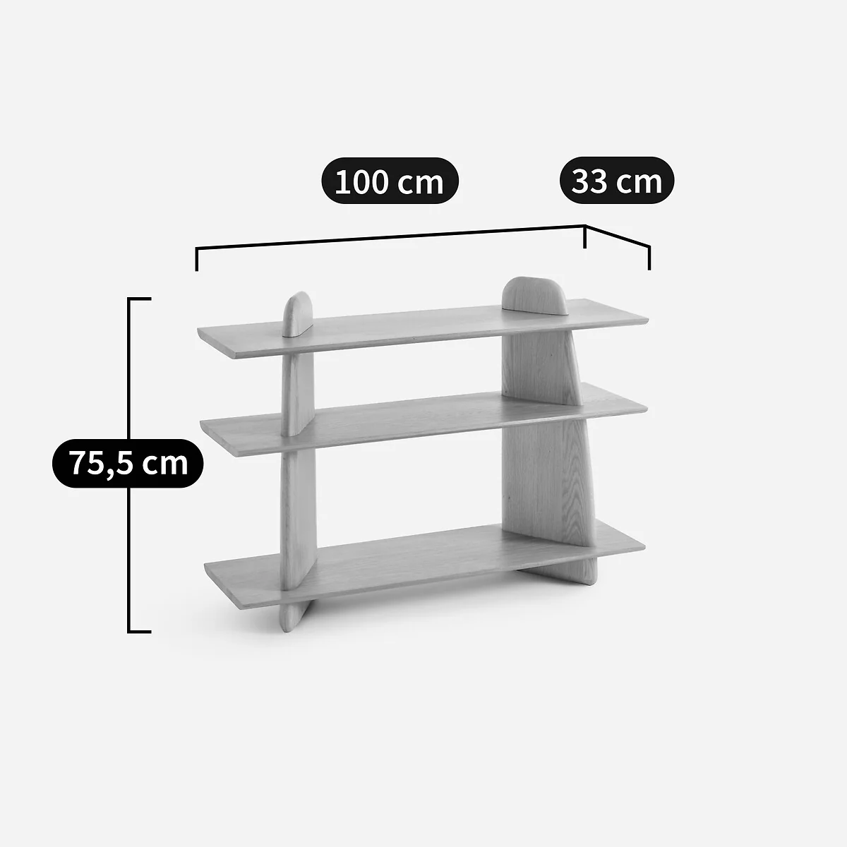 Iloss Solid Walnut Small Low Bookcase – image 6