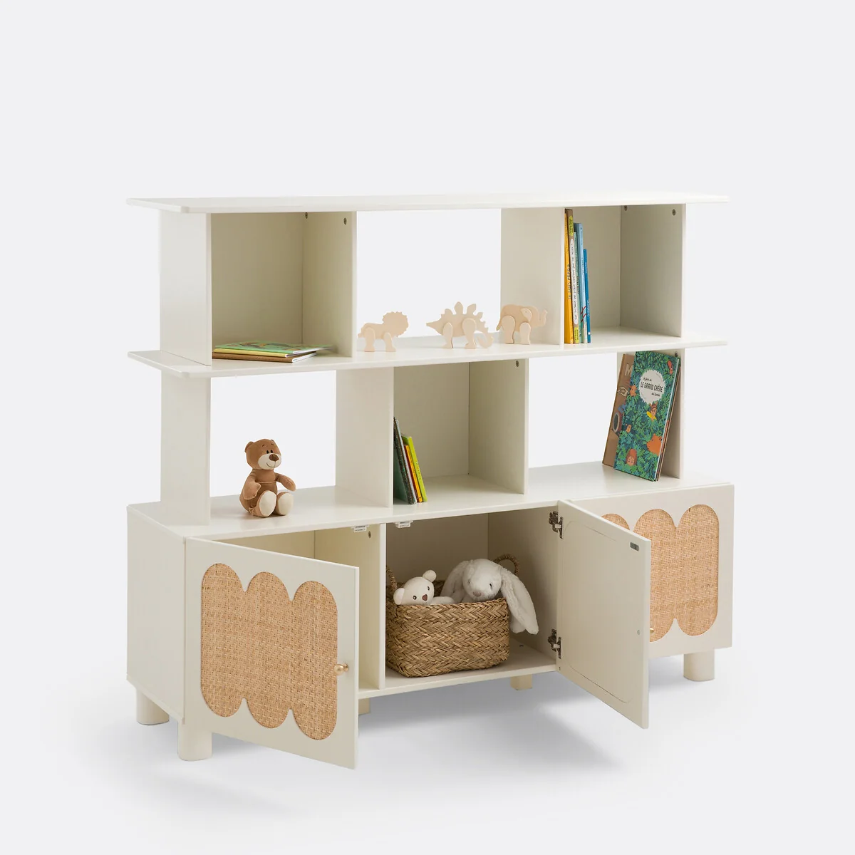Ptilu Wood and Rattan Bookcase – image 5
