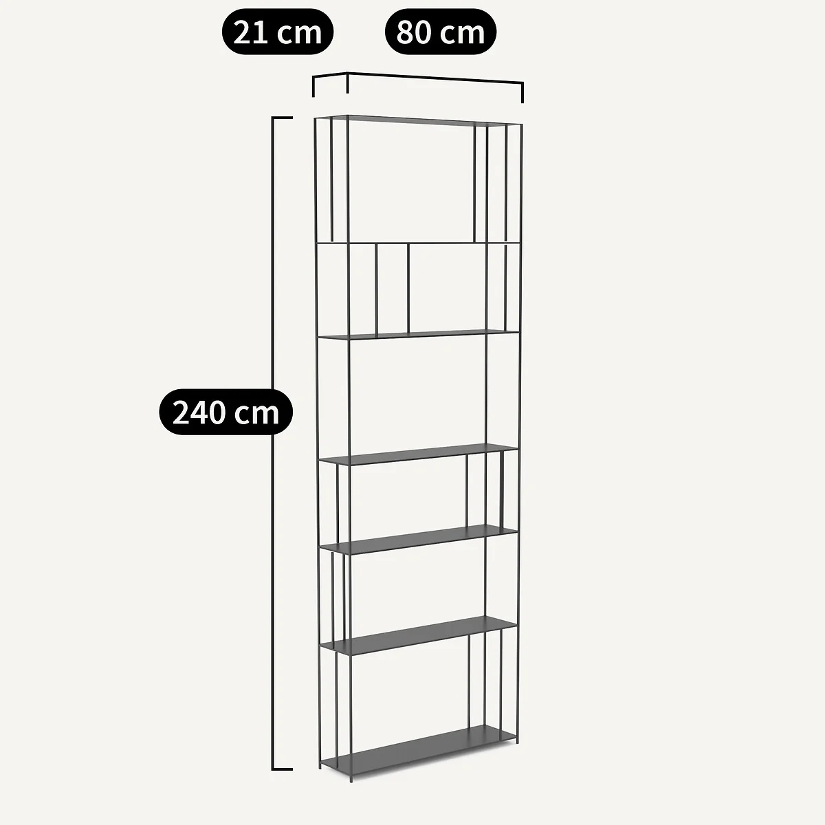 Parallel XL Slim H240cm Metal Bookcase – image 5