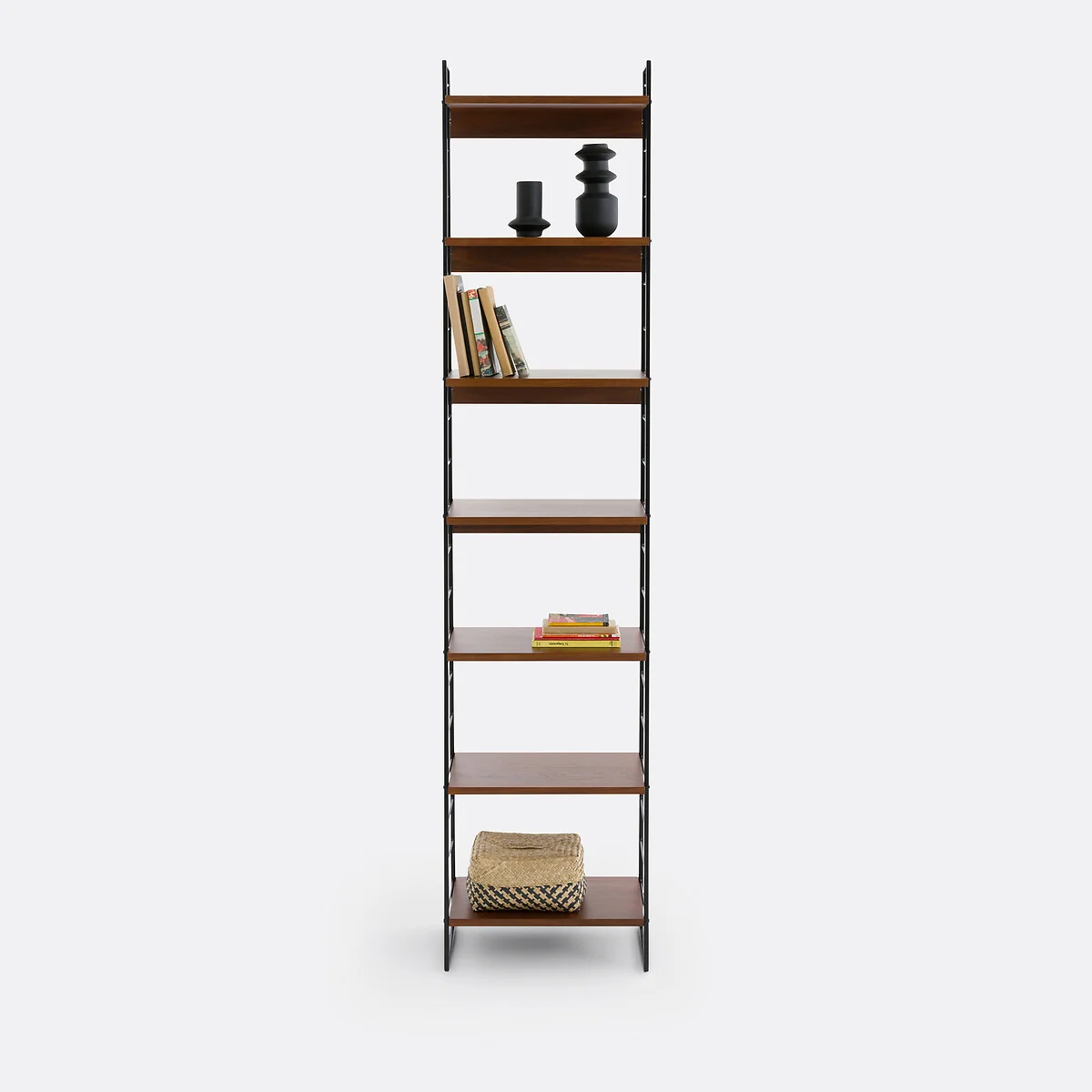 Watford 220cm High Steel and Walnut 7-Shelf Bookcase – image 4