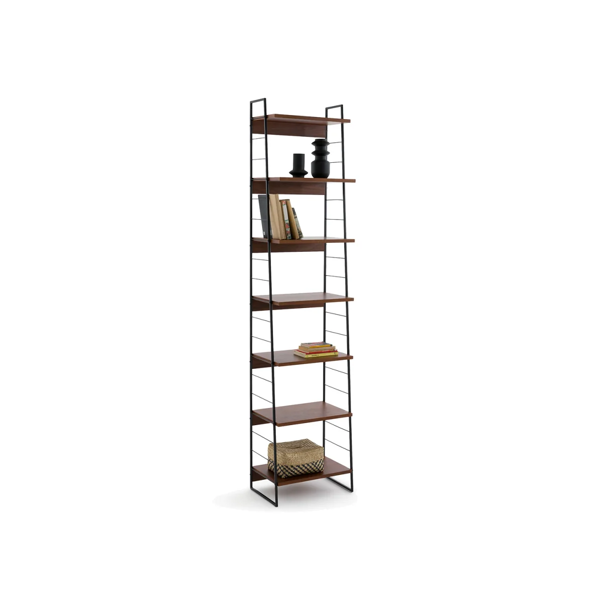 Watford 220cm High Steel and Walnut 7-Shelf Bookcase – image 1