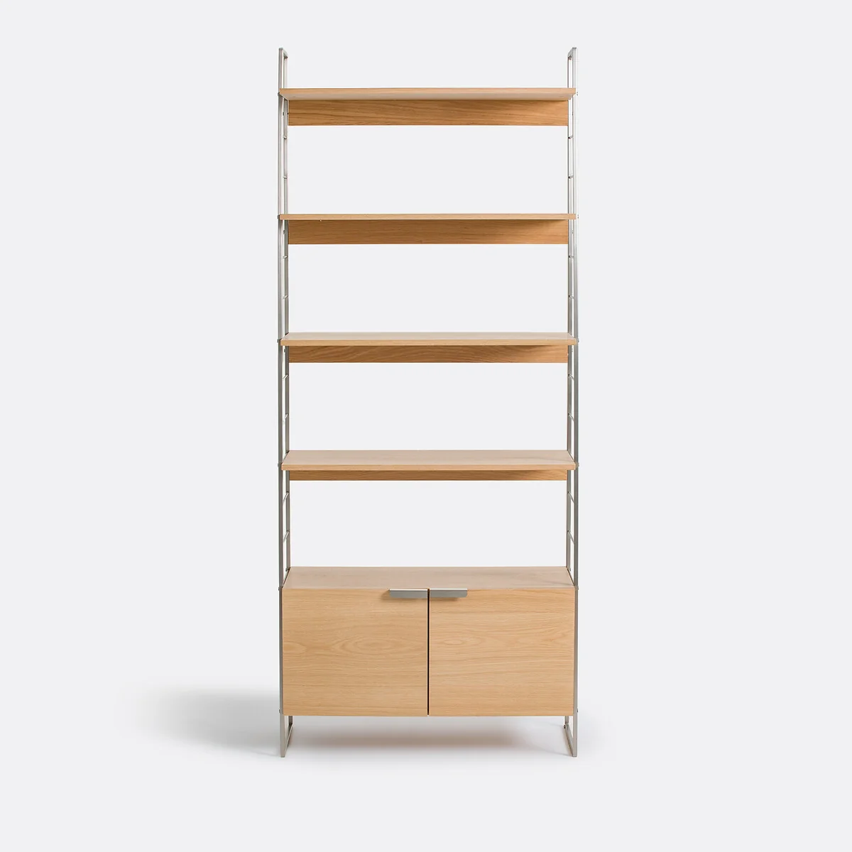 Watford Bookcase in Oak, Veneer and Chrome-Plated Steel, Height 190cm – image 3