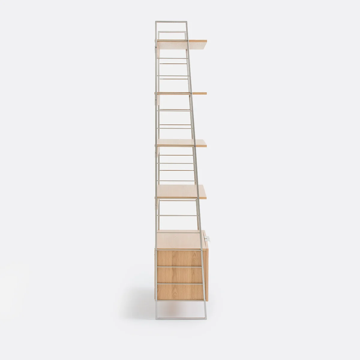 Watford Bookcase in Oak, Veneer and Chrome-Plated Steel, Height 190cm – image 4