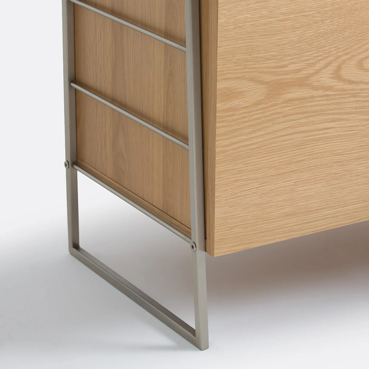 Watford Bookcase in Oak, Veneer and Chrome-Plated Steel, Height 190cm – image 8
