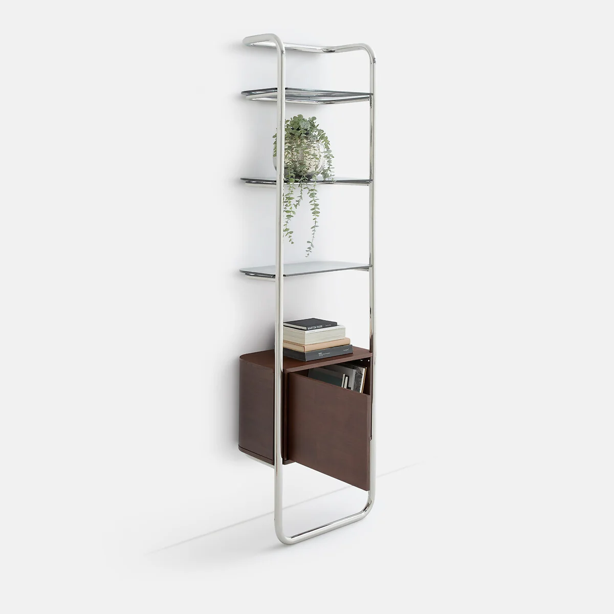 Giorgio Chrome-Plated Steel Wall Shelf with 1-Door Cupboard – image 6