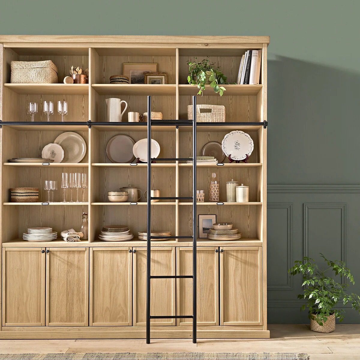 Gabin Pine Bookcase with Ladder – image 3