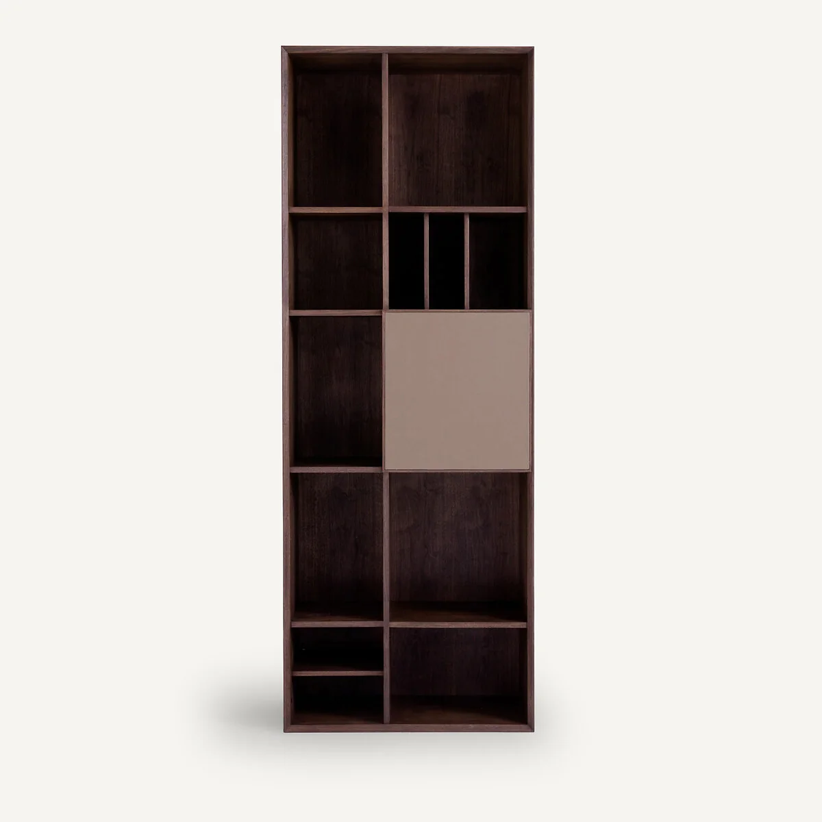 Mikube Bookcase with Walnut Veneer and Leather Door – image 4