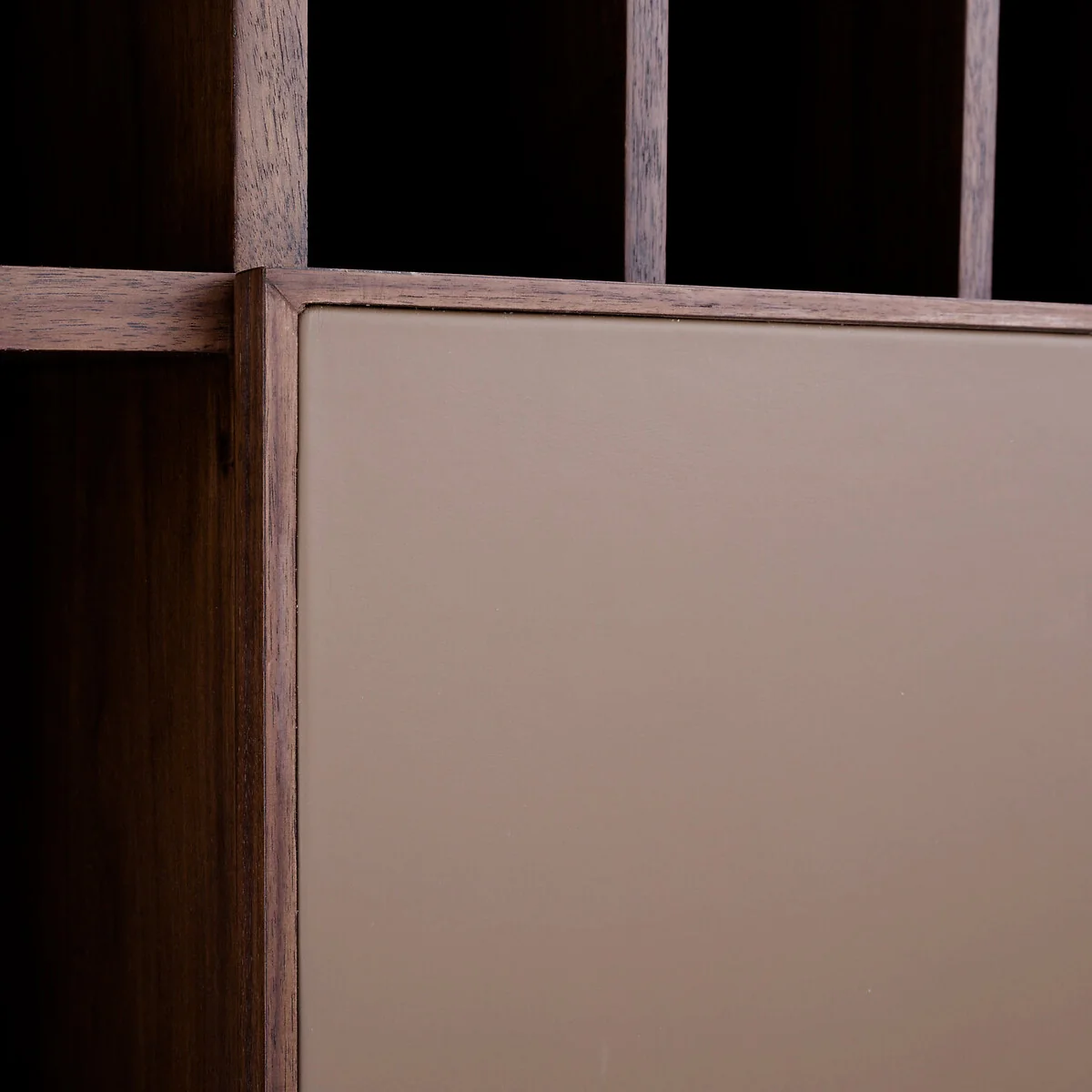 Mikube Bookcase with Walnut Veneer and Leather Door – image 5
