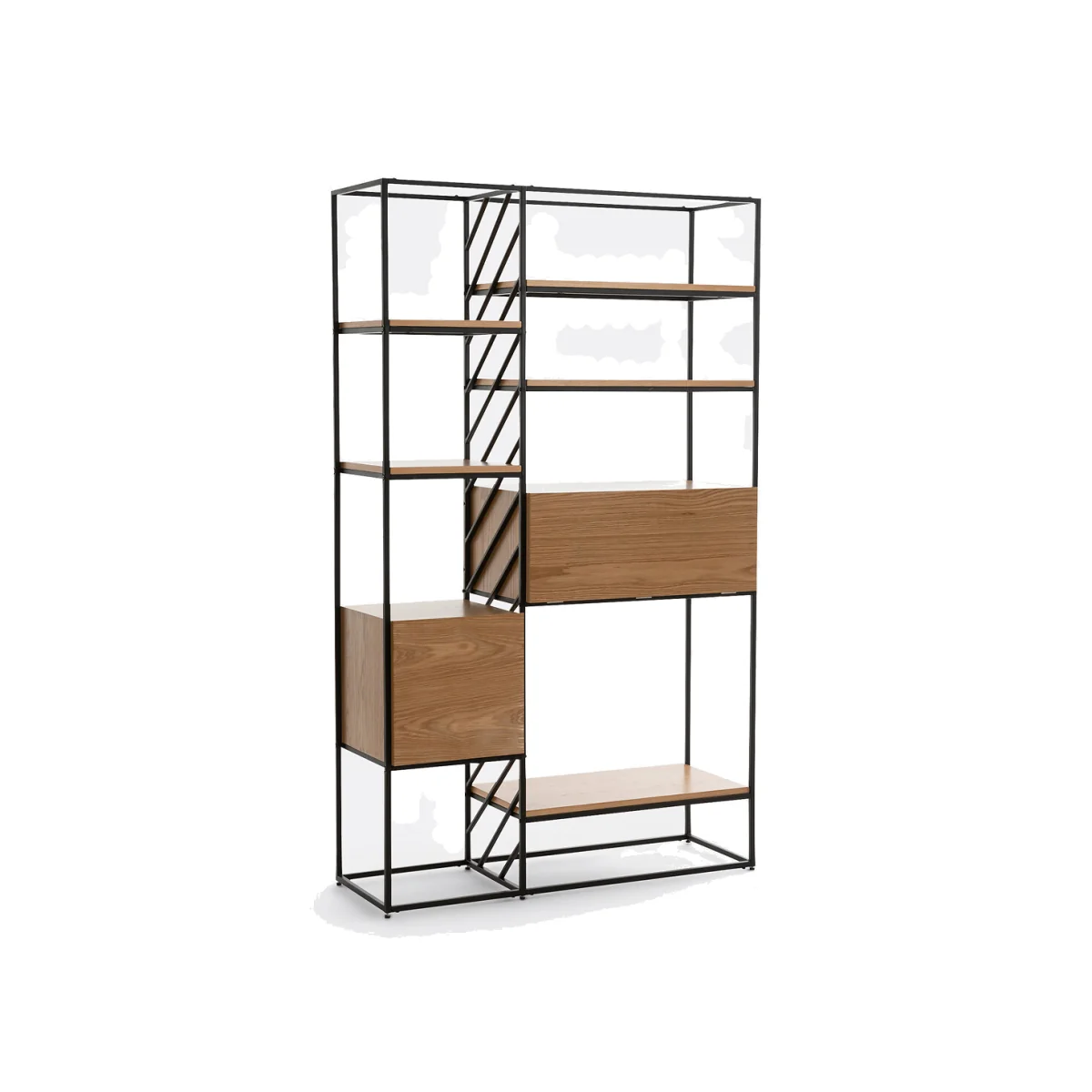 Vaulty Wired Bookcase in Iron and Oak Veneer – image 1