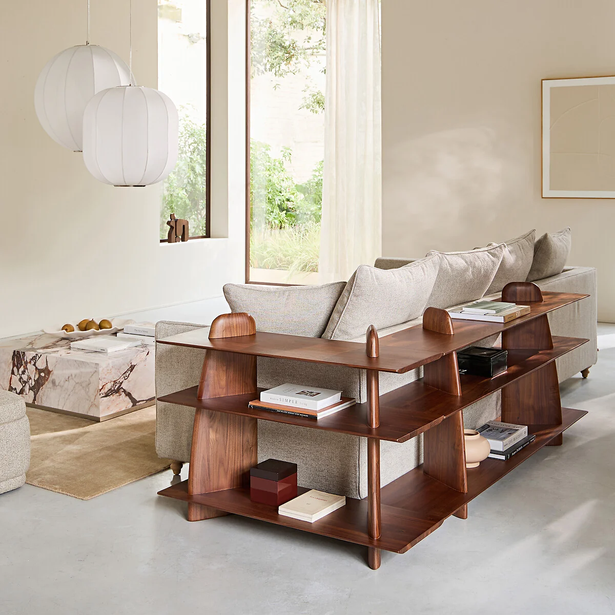 Iloss Solid Walnut Large Low Bookcase – image 2