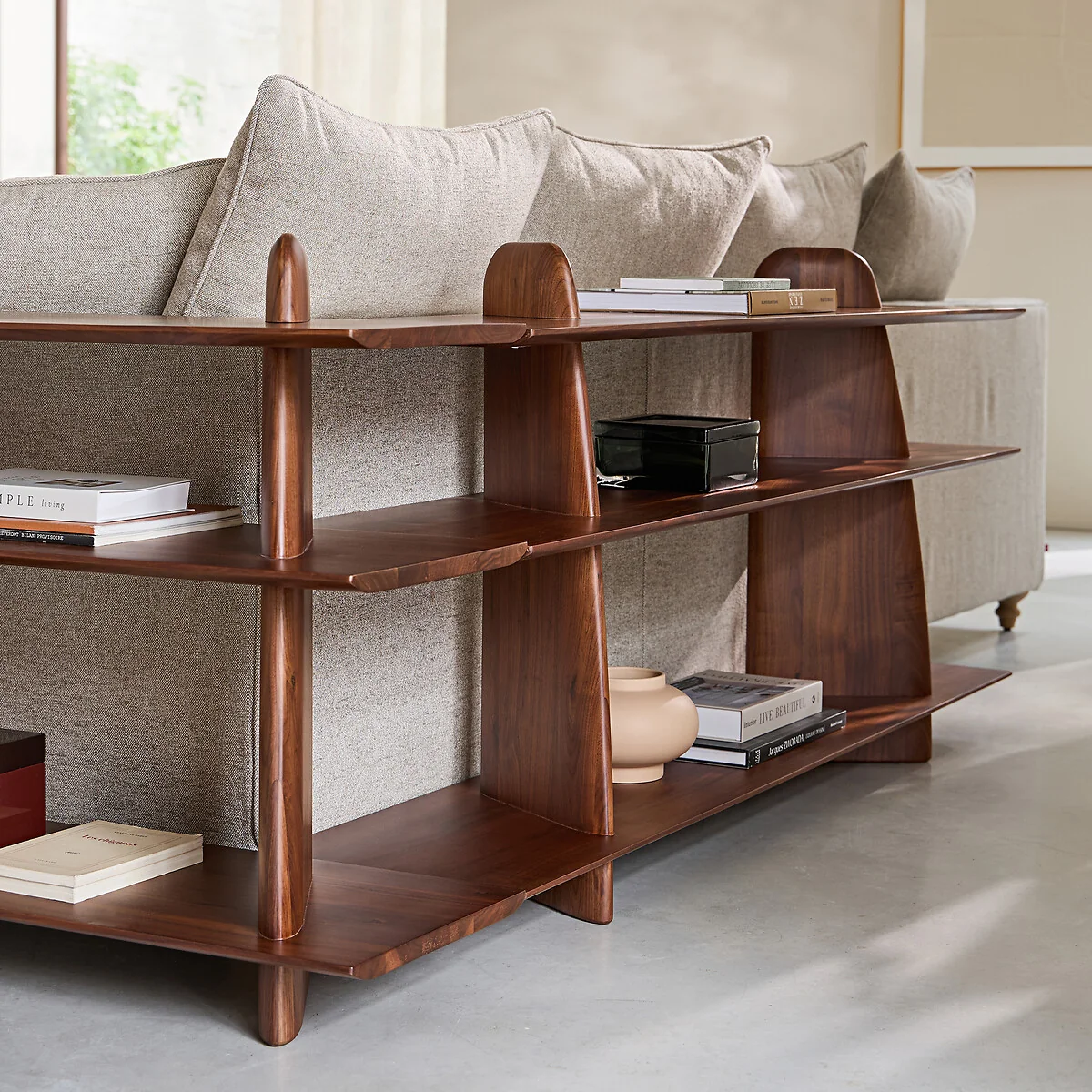 Iloss Solid Walnut Large Low Bookcase – image 3