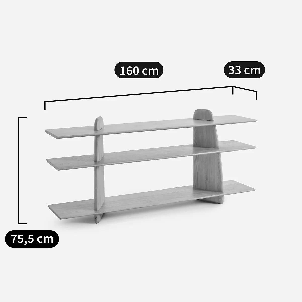 Iloss Solid Walnut Large Low Bookcase – image 9