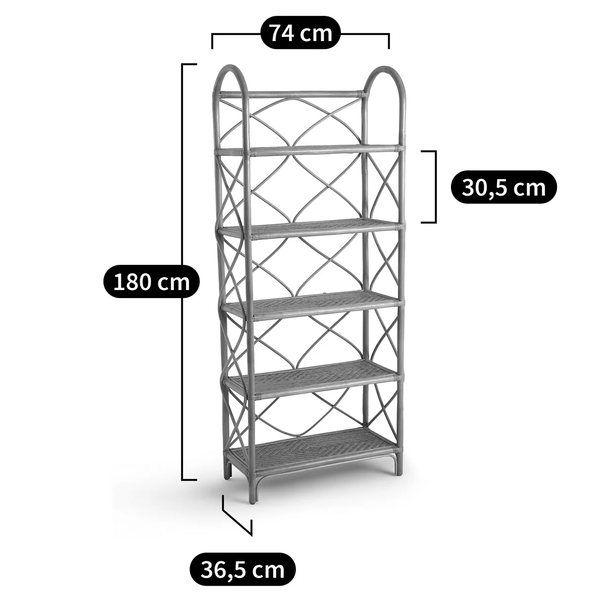 Malu Rattan Bookcase with 5 Shelves – image 5