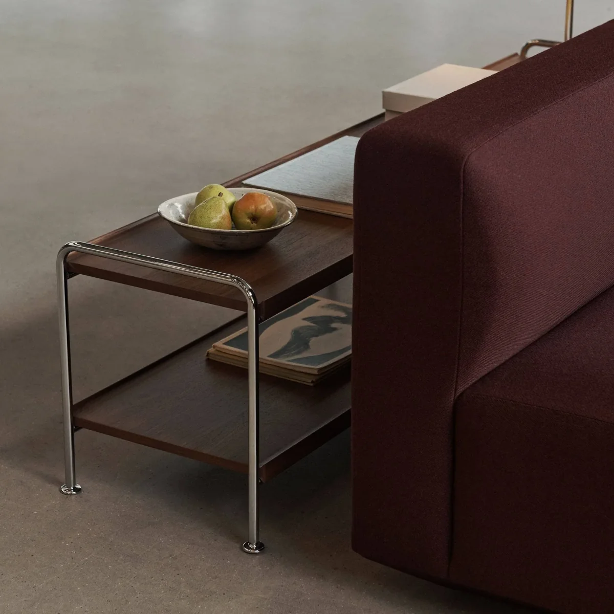 &Tradition Alima NDS4 console shelf Lacquered walnut-chrome 162x42x38 cm – image 2