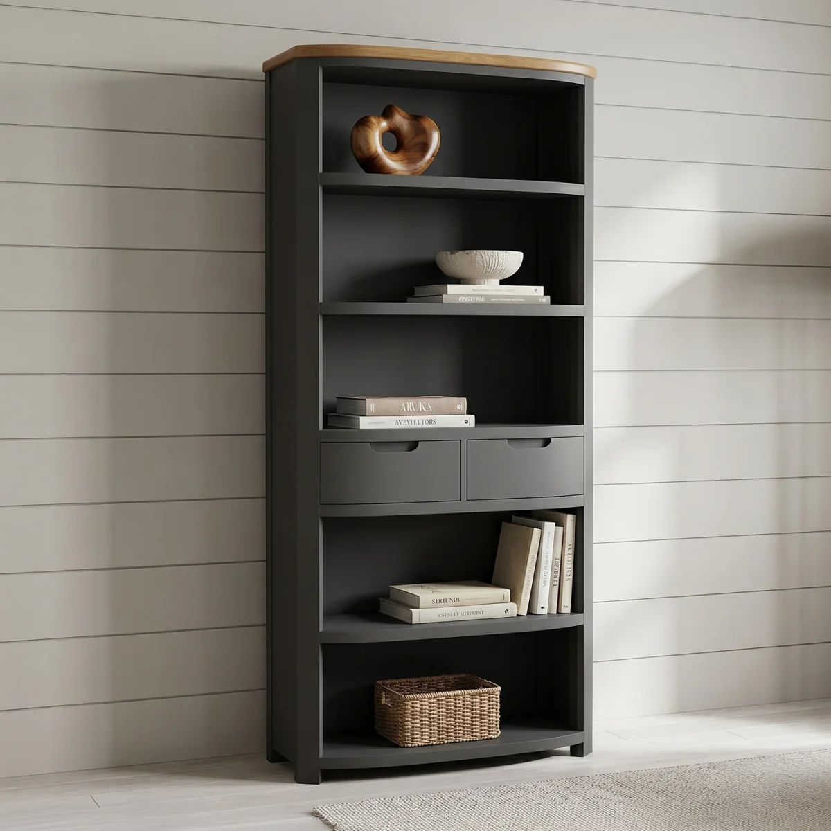 Bradwell Oak and Charcoal Painted Tall Bookcase – image 2