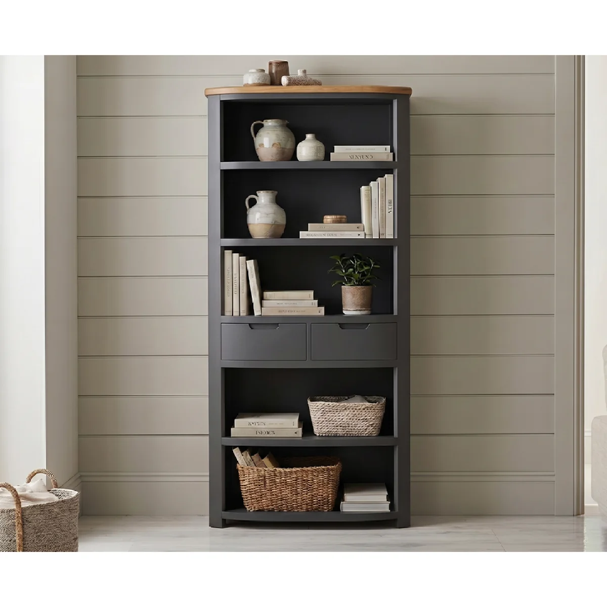 Bradwell Oak and Charcoal Painted Tall Bookcase – image 4