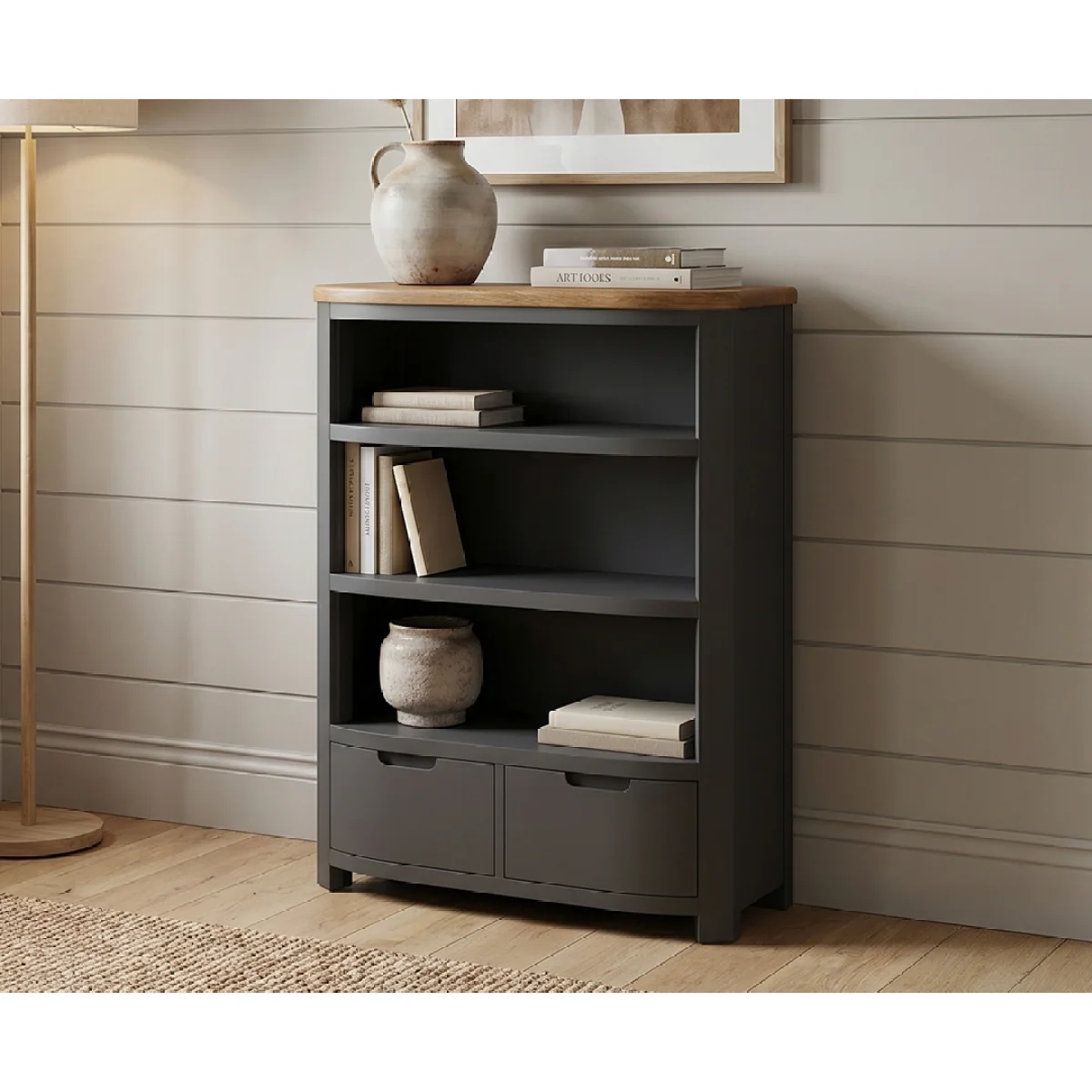 Bradwell Oak and Charcoal Painted Small Bookcase – image 4