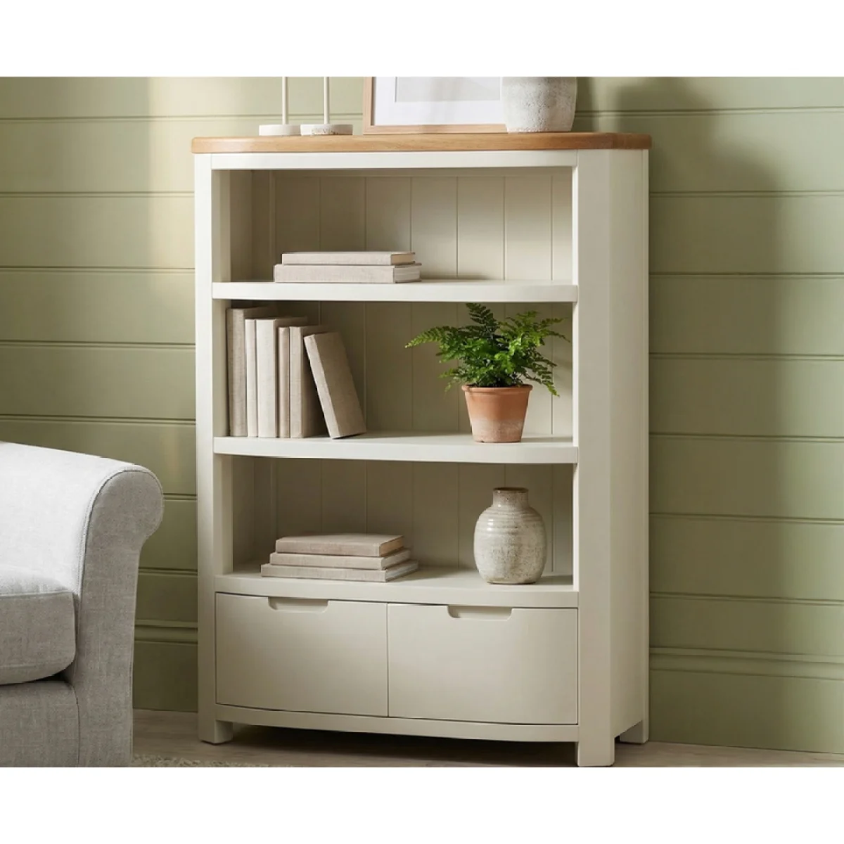 Bradwell Oak and Signal White Painted Small Bookcase – image 3