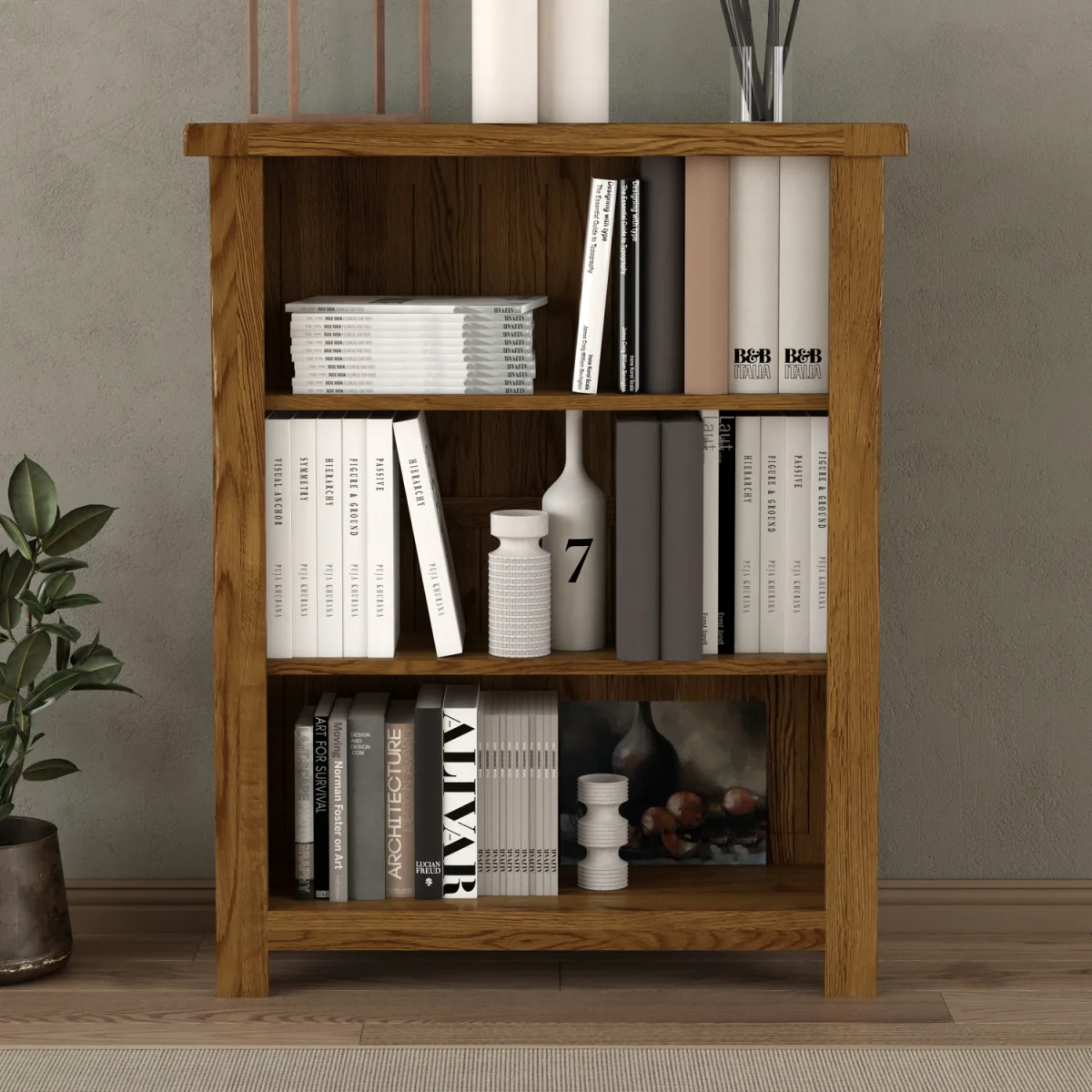 Harrogate Rustic Solid Oak Small Bookcase – image 2