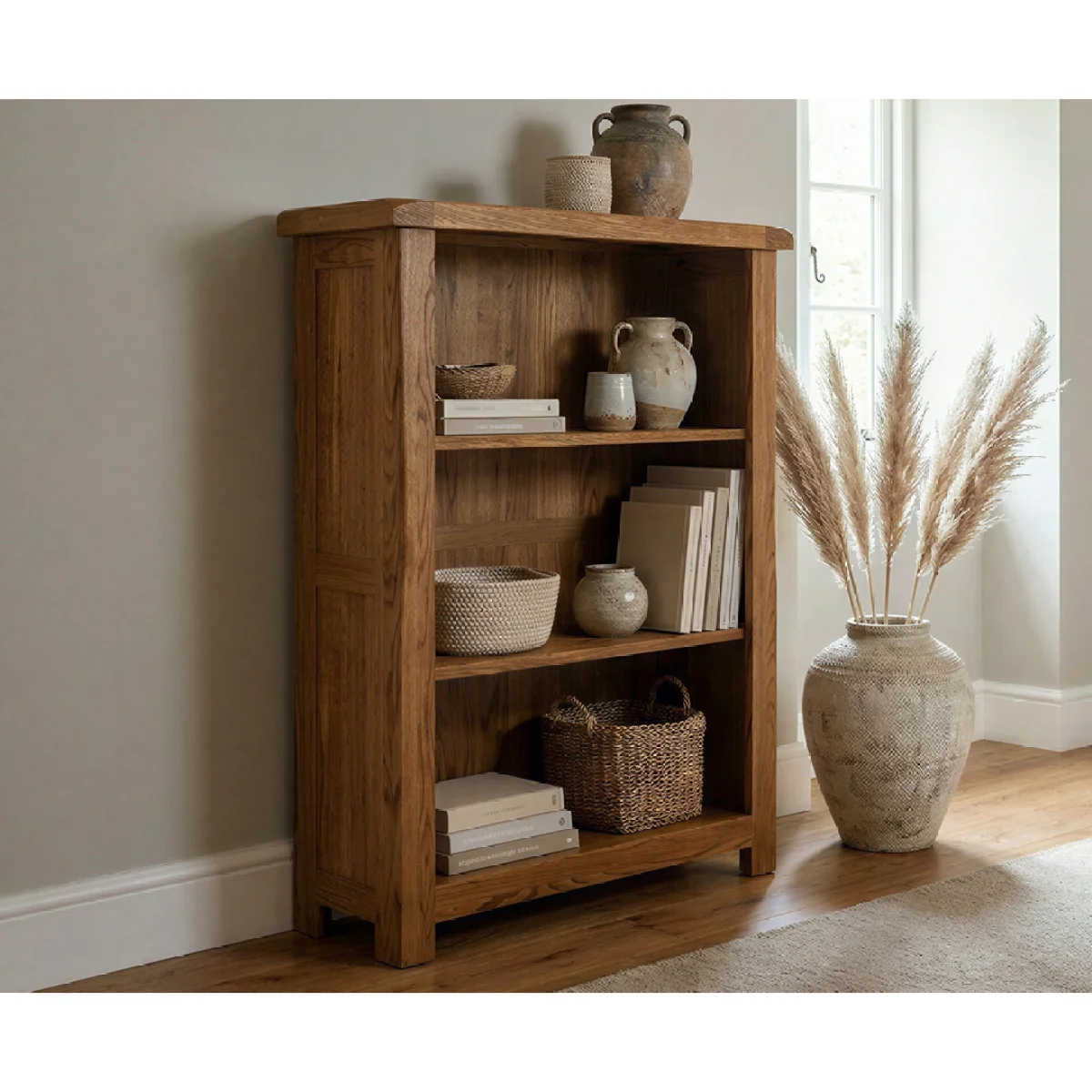 Harrogate Rustic Solid Oak Small Bookcase – image 3