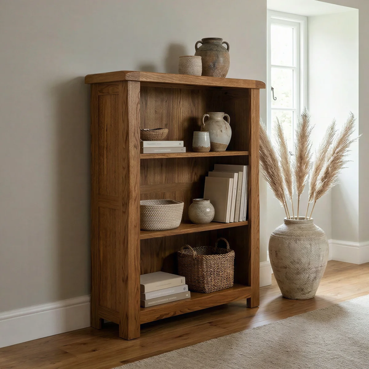 Harrogate Rustic Solid Oak Small Bookcase – image 1