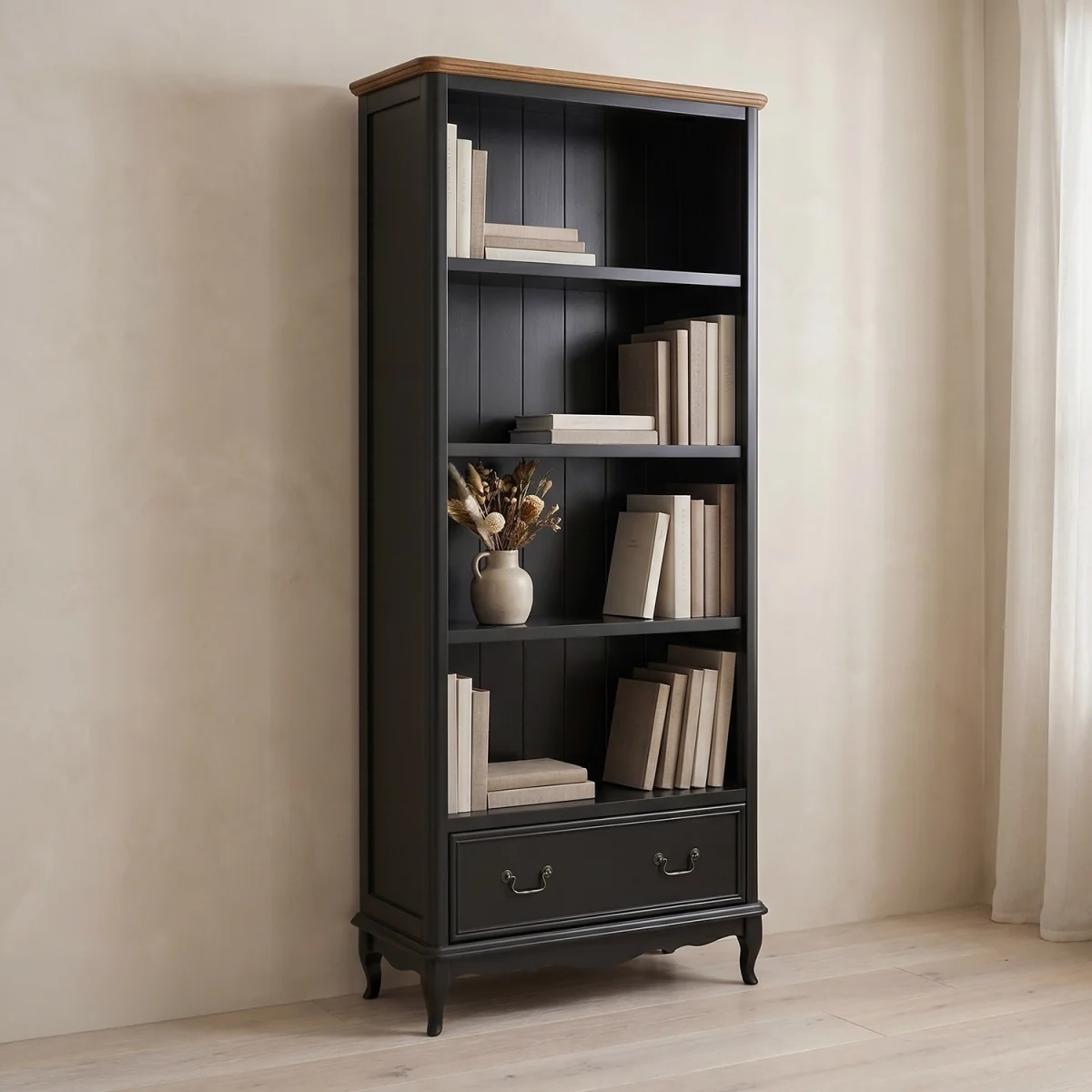 Chateau Noir Oak and Black Painted Tall Bookcase – image 2
