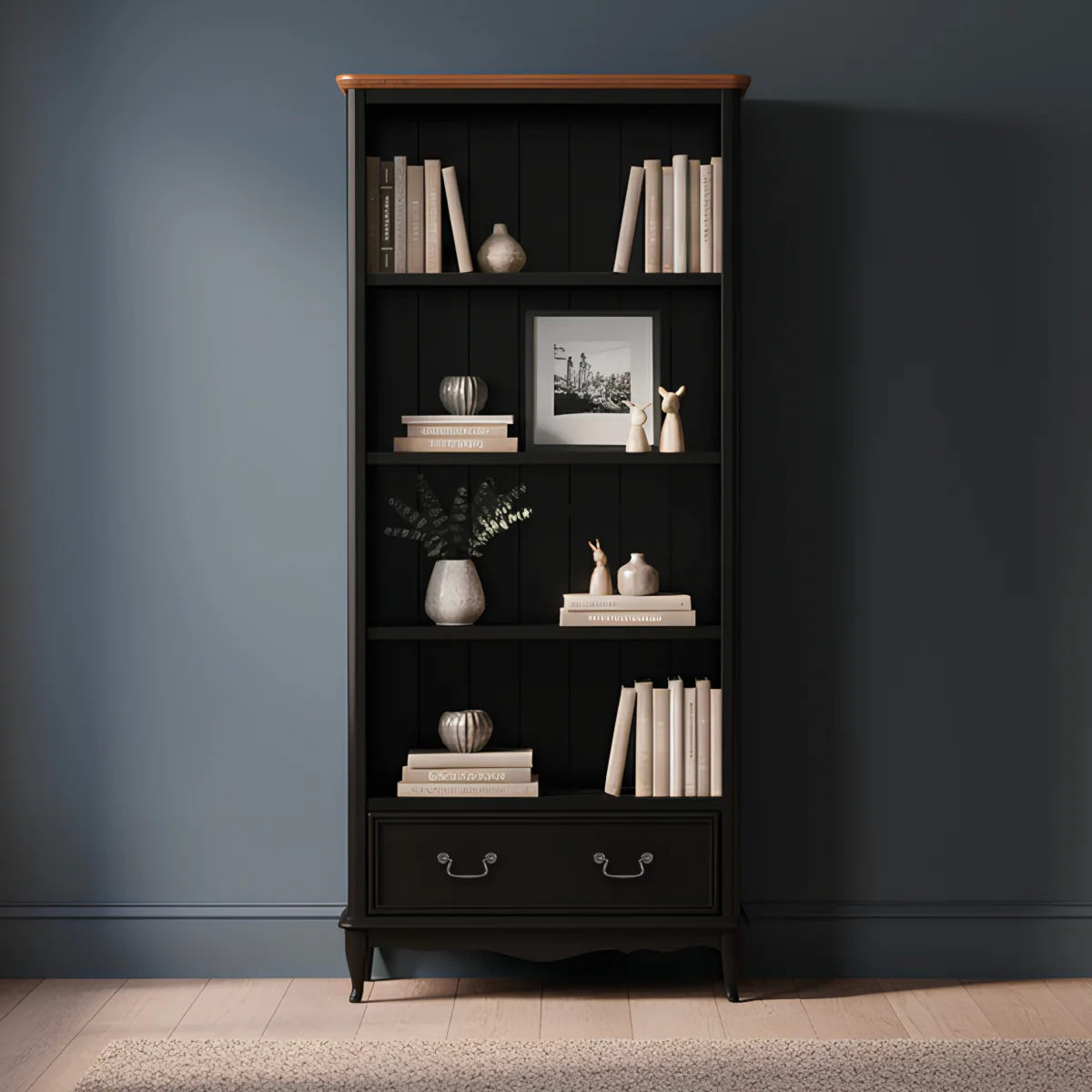 Chateau Noir Oak and Black Painted Tall Bookcase – image 3