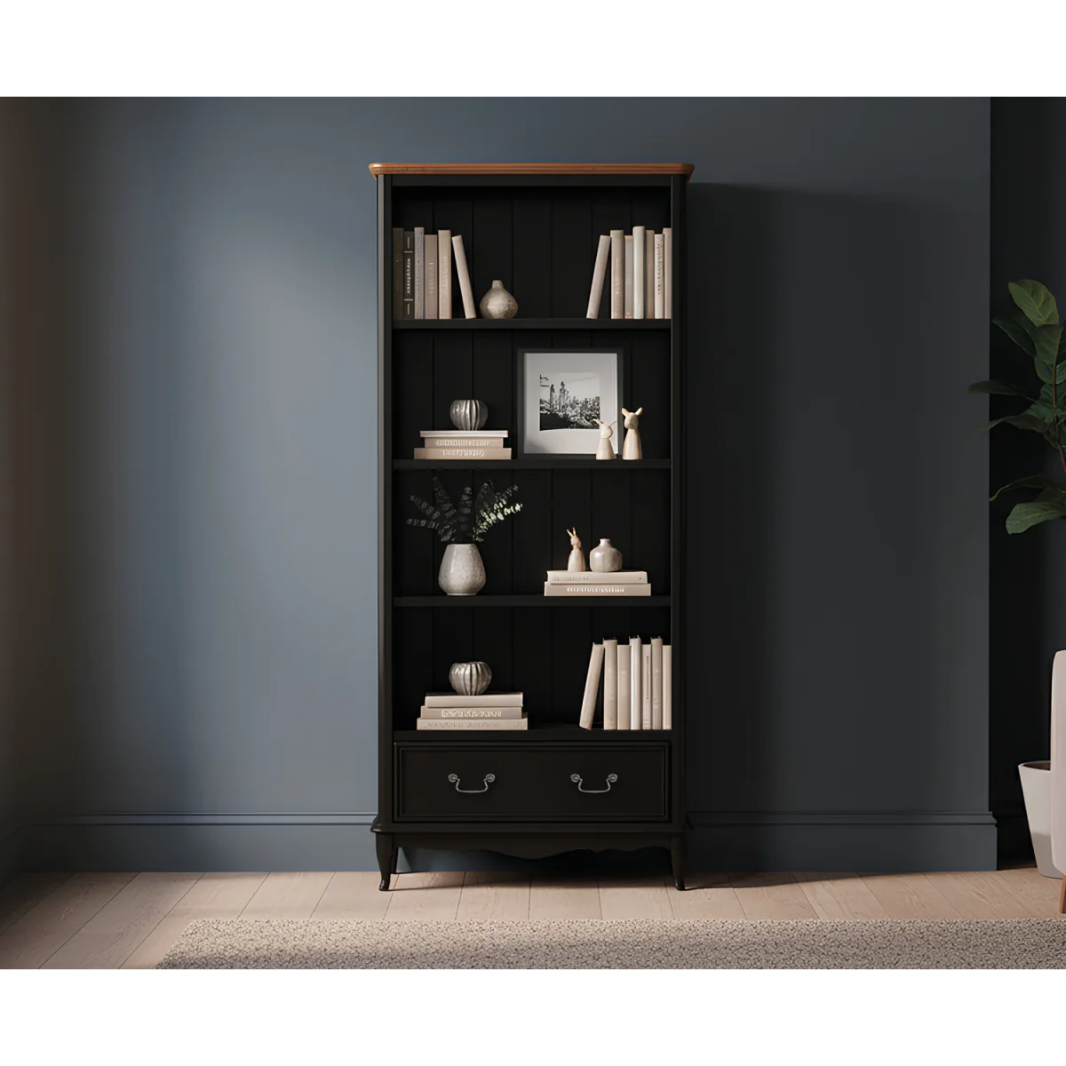 Chateau Noir Oak and Black Painted Tall Bookcase – image 4