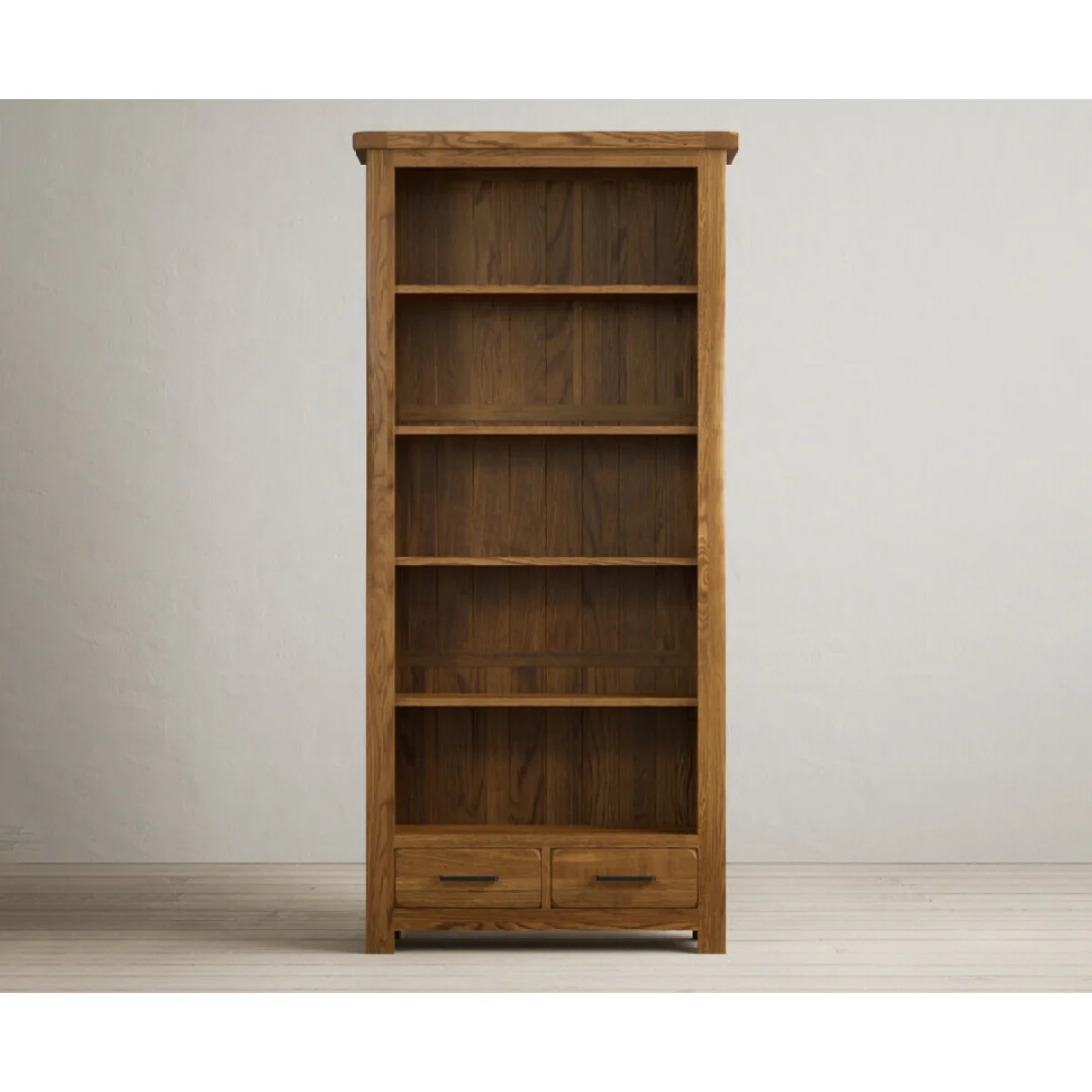 Harrogate Rustic Solid Oak Large Bookcase – image 4