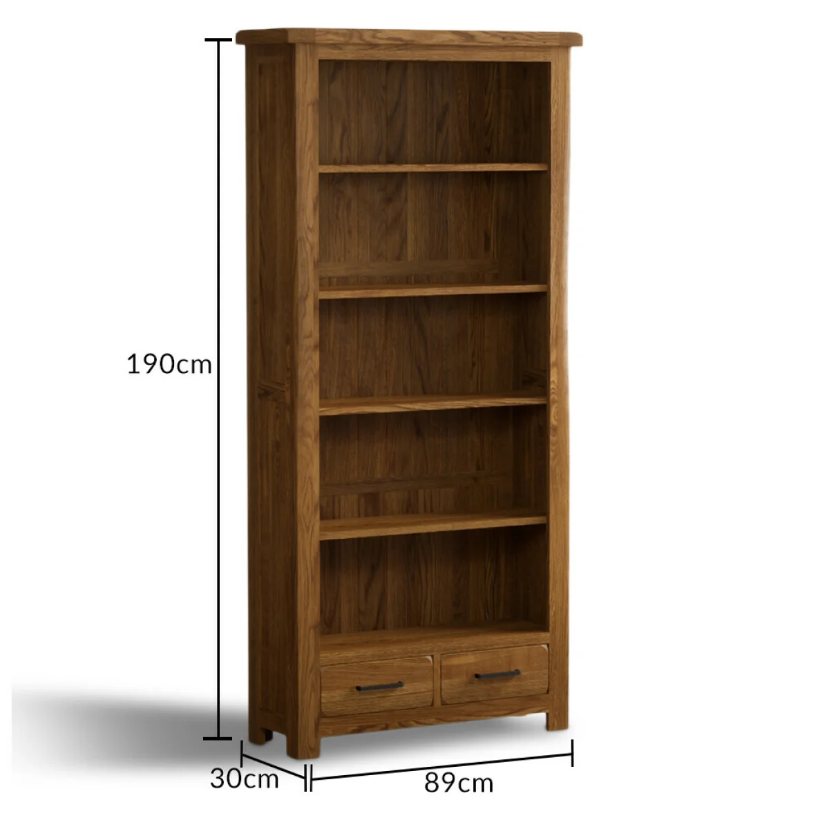 Harrogate Rustic Solid Oak Large Bookcase – image 10