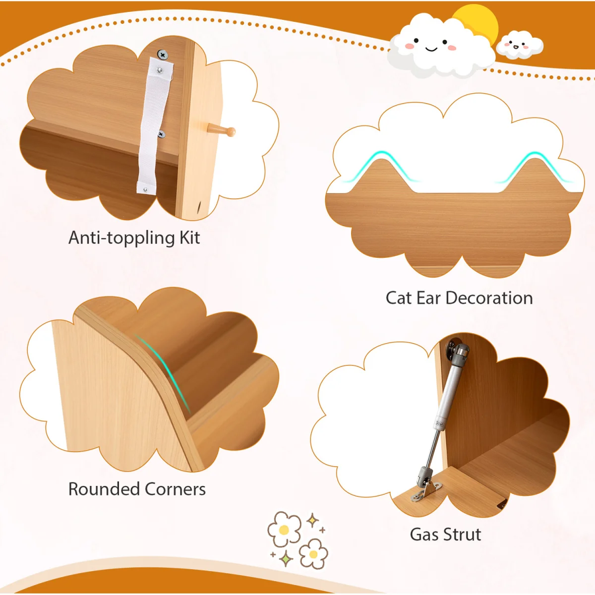 Toddler Book Rack with Movable Storage Drawer - Natural – image 7