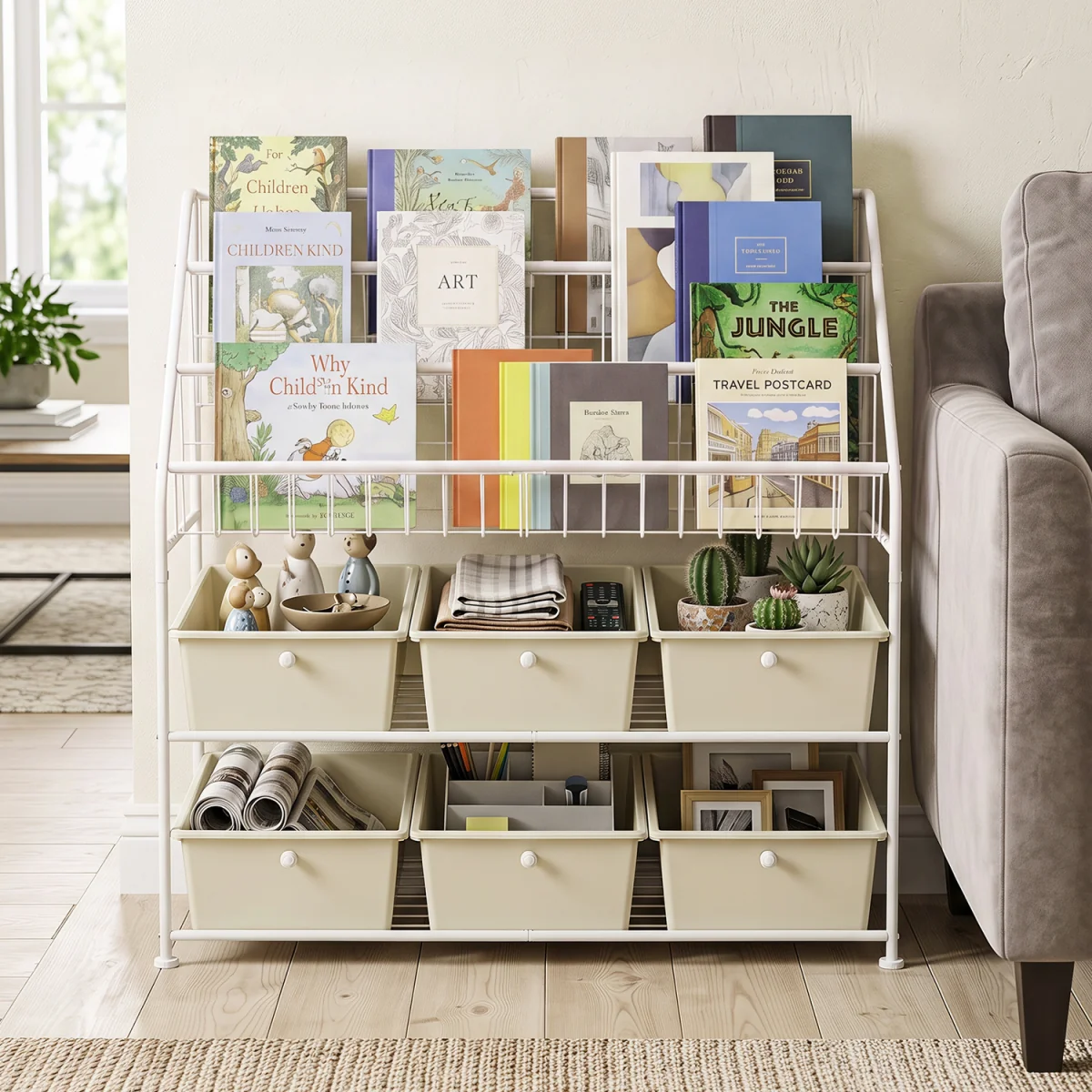 5 Tier Metal Storage Organizer with Removable Drawers - White – image 4