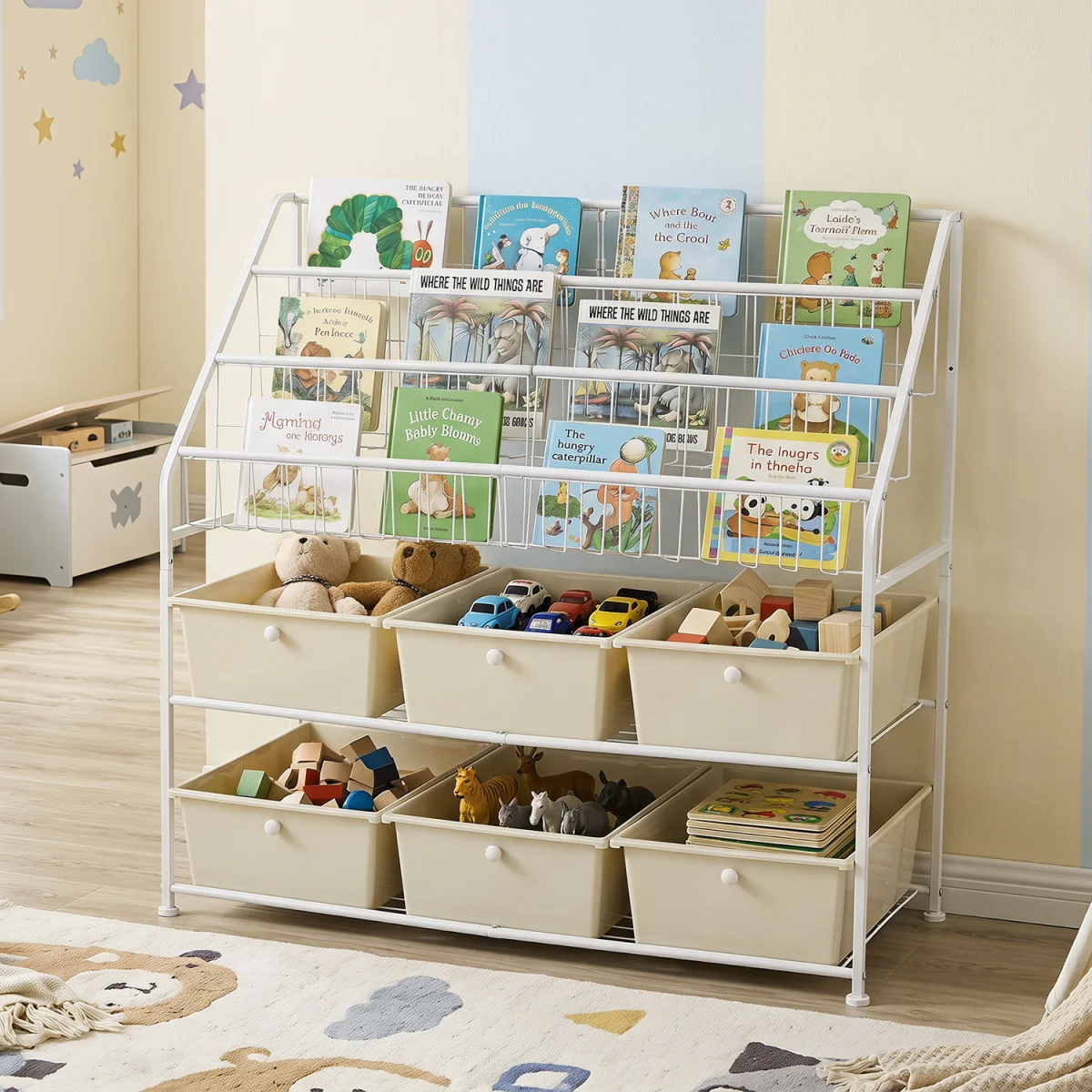 5 Tier Metal Storage Organizer with Removable Drawers - White – image 5