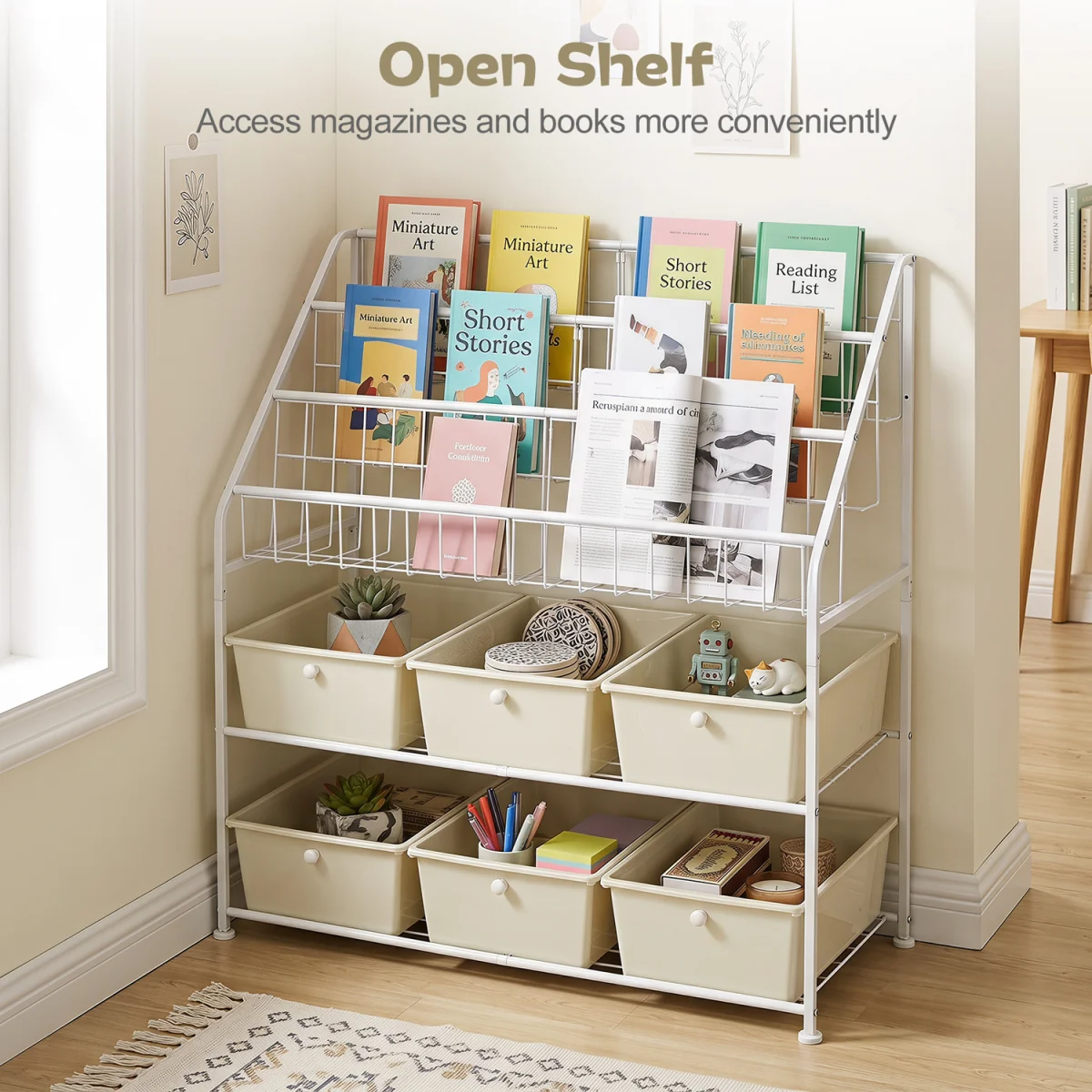 5 Tier Metal Storage Organizer with Removable Drawers - White – image 7