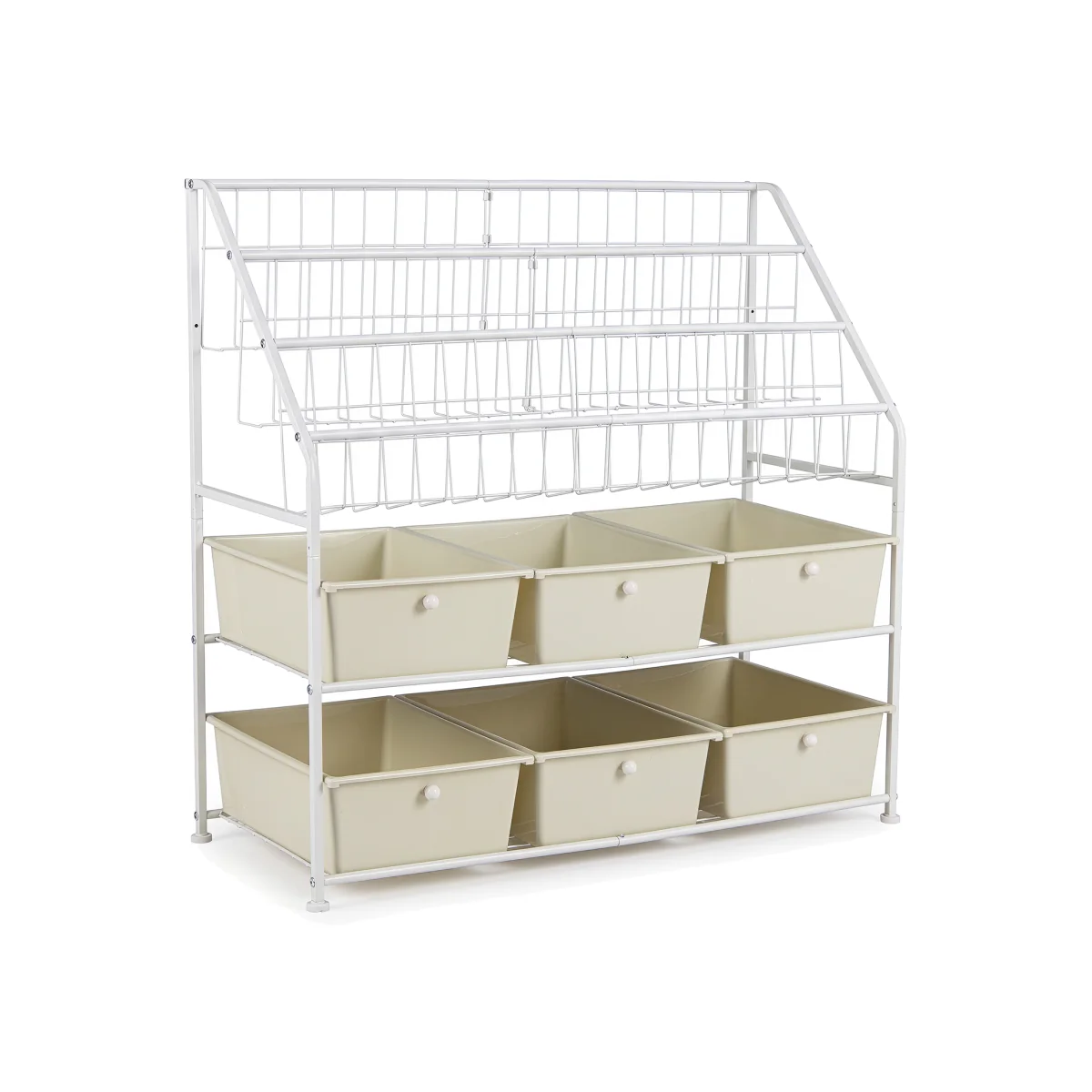 5 Tier Metal Storage Organizer with Removable Drawers - White – image 1