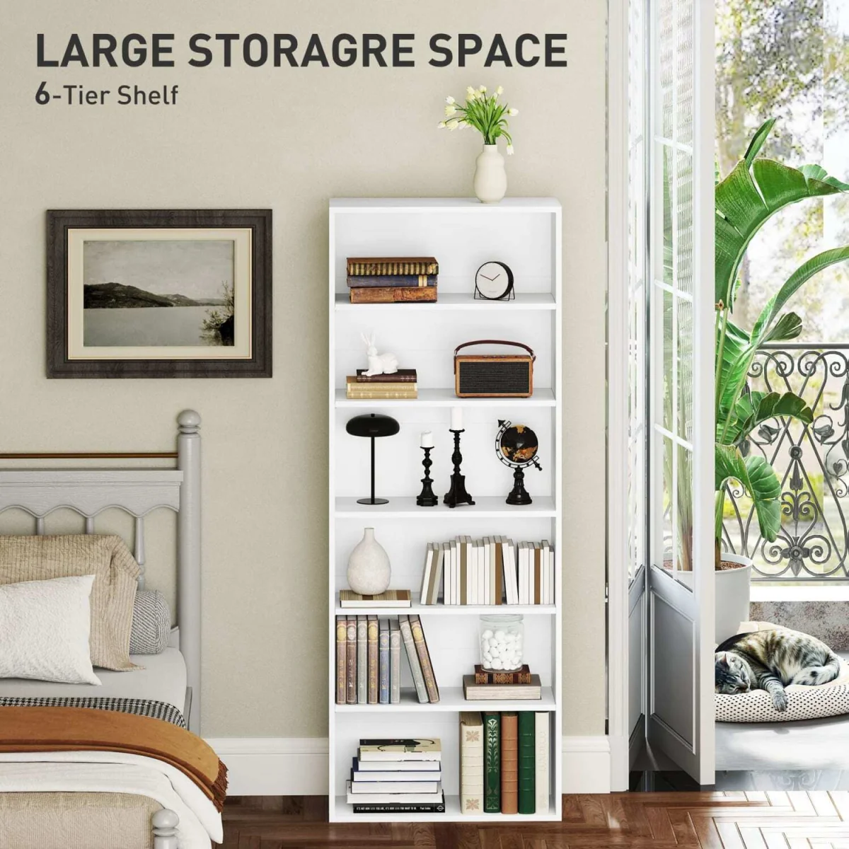 Yarut 158cm White 6-Tier Bookcase Shelving Unit – image 6