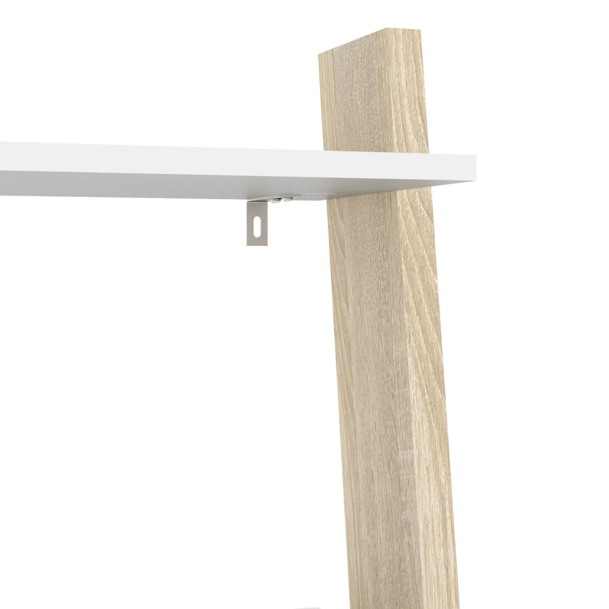 Oslo Leaning Bookcase 1 Drawer in White and Oak - White & Oak – image 7